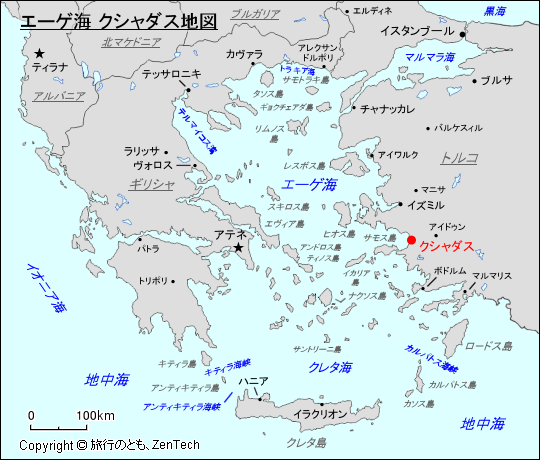エーゲ海 クシャダス地図