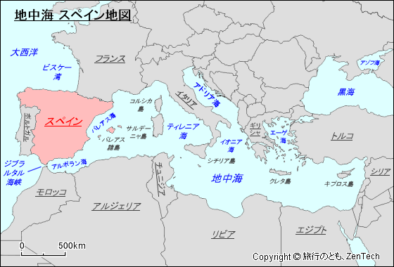 地中海 スペイン地図