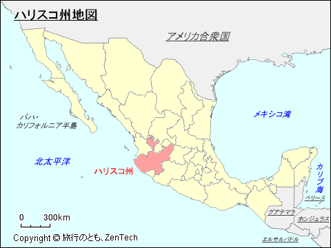 メキシコ合衆国ハリスコ州地図
