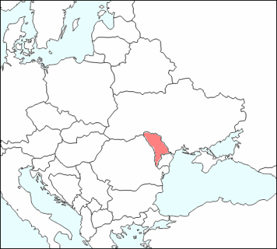 東ヨーロッパにおけるモルドバの位置