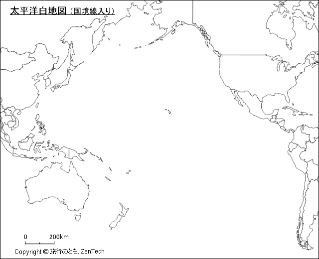 国境線入り太平洋白地図