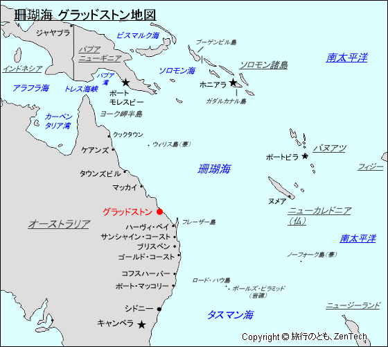 珊瑚海 グラッドストン地図