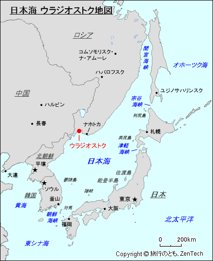 日本海 ウラジオストク地図