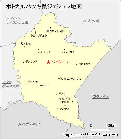 ポトカルパツキ県ジェシュフ地図