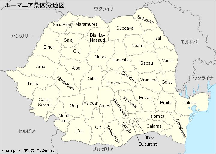 ルーマニア県区分地図