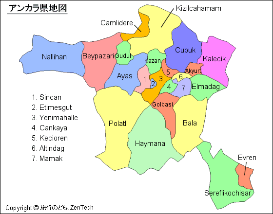アンカラ県 下位自治体地図