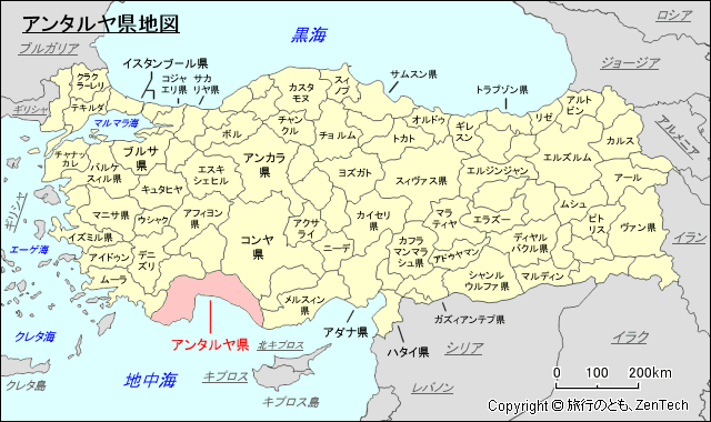 アンタルヤ県地図