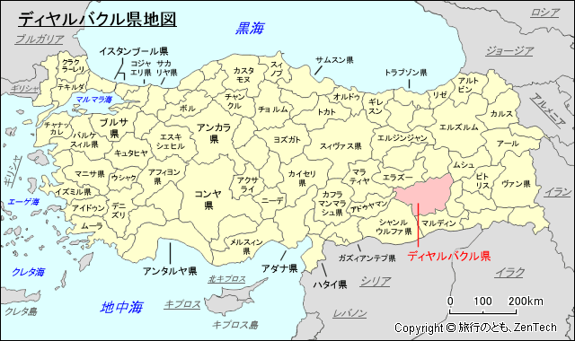 ディヤルバクル県地図