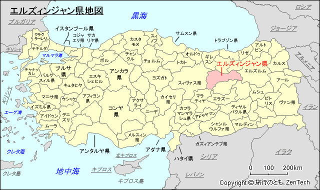 エルズィンジャン県地図