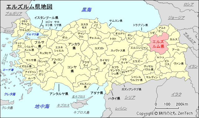 エルズルム県地図