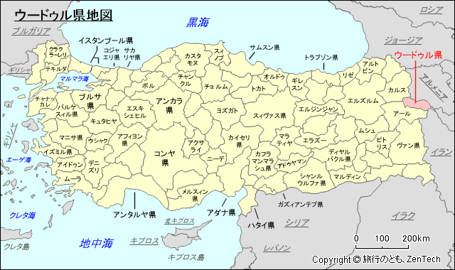 ウードゥル県地図