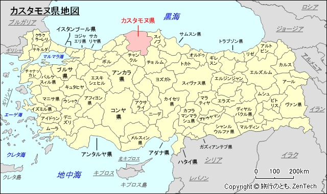 カスタモヌ県地図