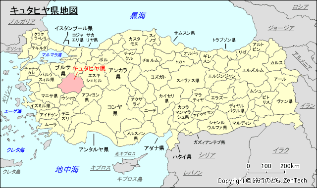 キュタヒヤ県地図