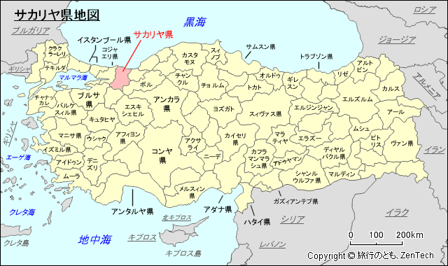 サカリヤ県地図