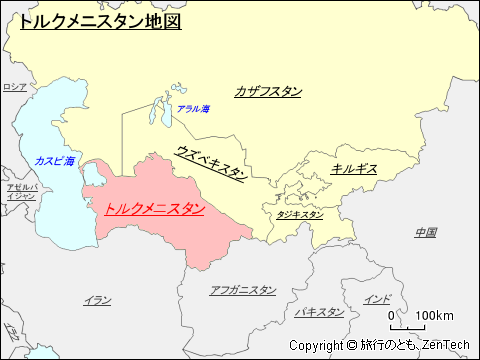 中央アジア トルクメニスタン地図