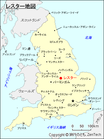 イングランド・レスター地図