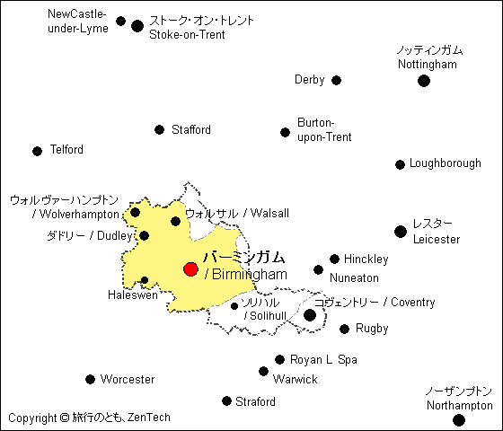 バーミンガム周辺地図