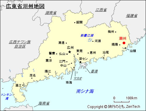 広東省潮州地図