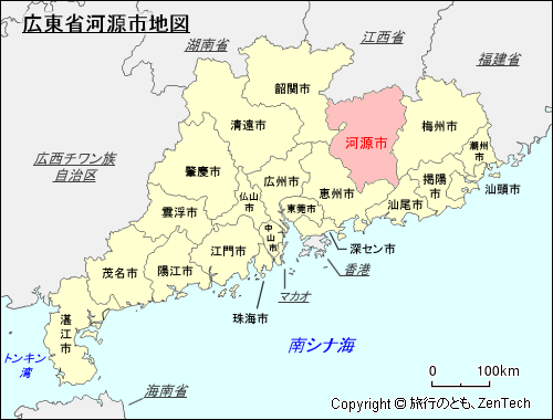 広東省河源市地図