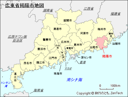 広東省掲陽市地図