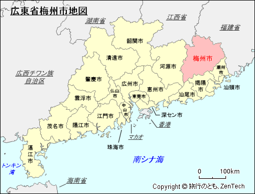 広東省梅州市地図
