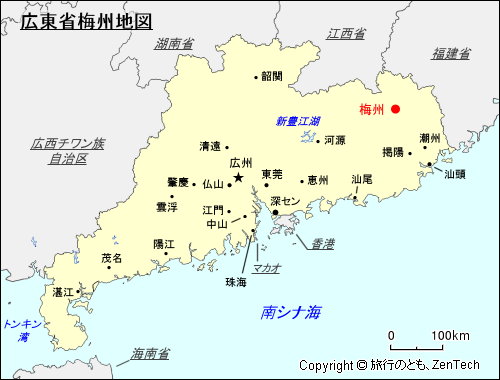 広東省梅州地図