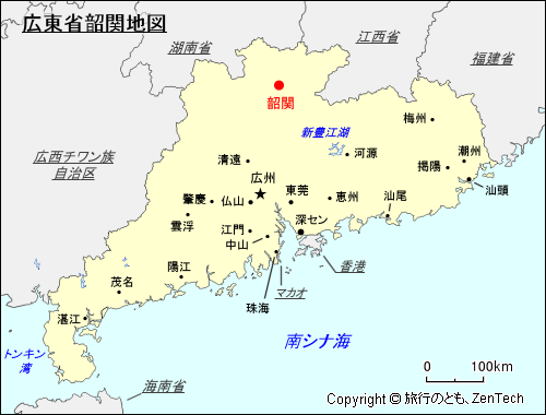 広東省韶関地図