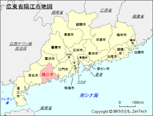 広東省陽江市地図