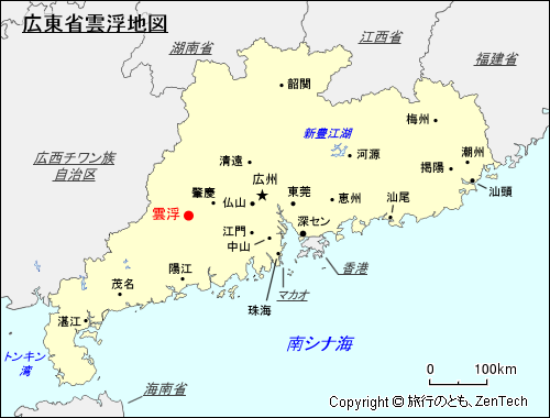 広東省雲浮地図