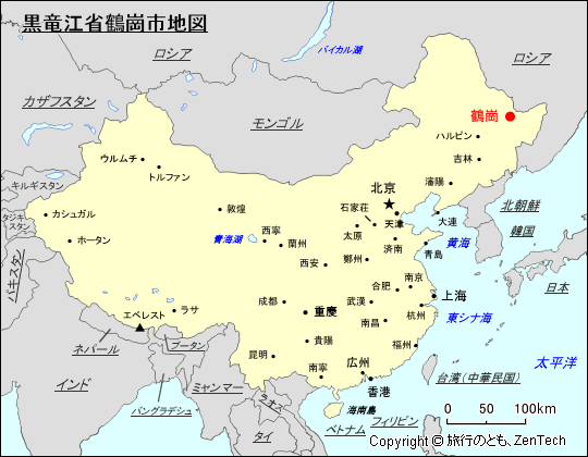 黒竜江省鶴崗市地図