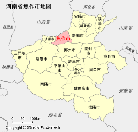河南省焦作市地図