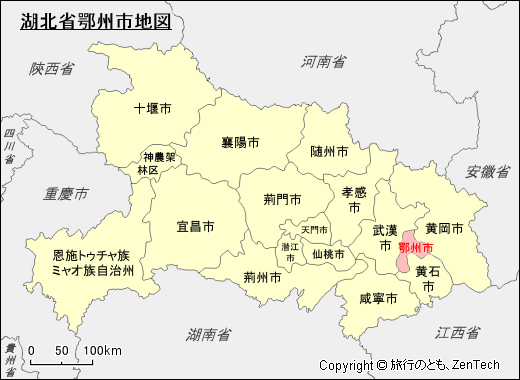 湖北省鄂州市地図