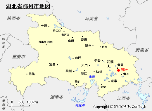 湖北省鄂州市地図