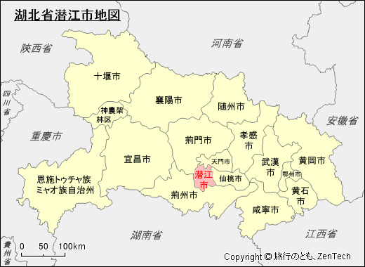湖北省潜江市地図