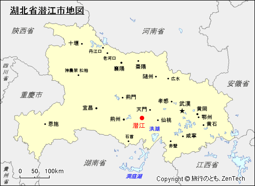 湖北省潜江市地図