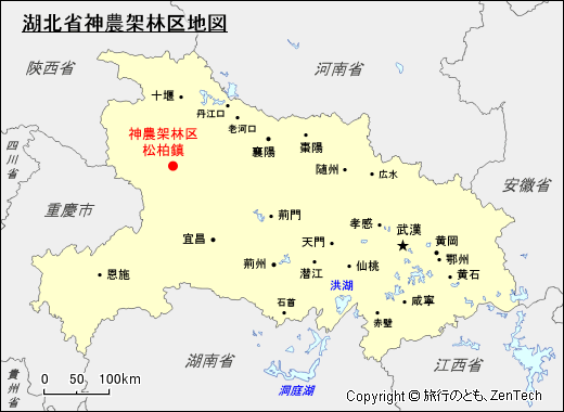 湖北省神農架林区松柏鎮地図