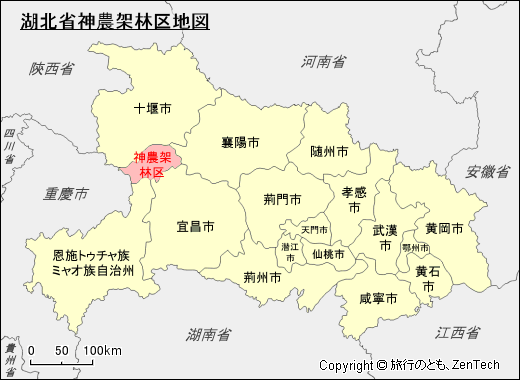 湖北省神農架林区地図