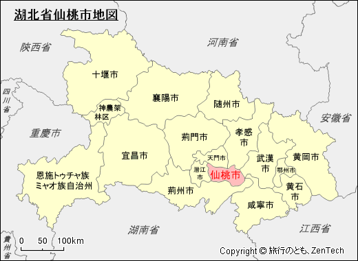 湖北省仙桃市地図