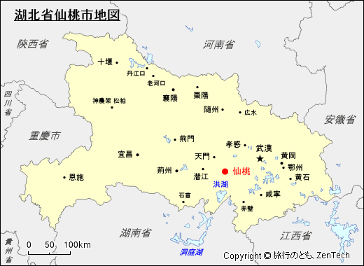 湖北省仙桃市地図