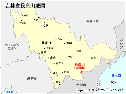 吉林省長白山地図