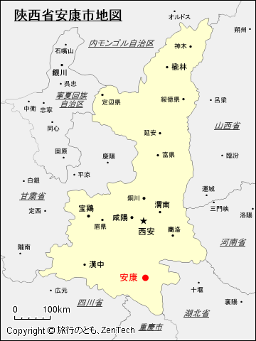 陝西省安康市地図