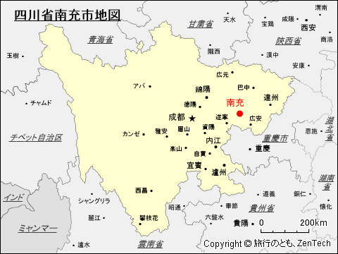 四川省南充地図