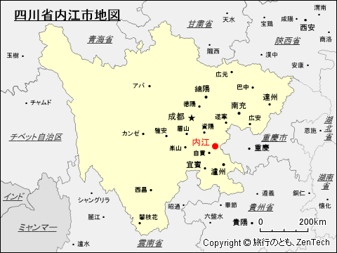 四川省内江市地図