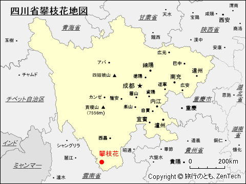 四川省攀枝花地図
