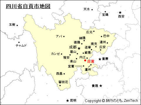四川省自貢市地図