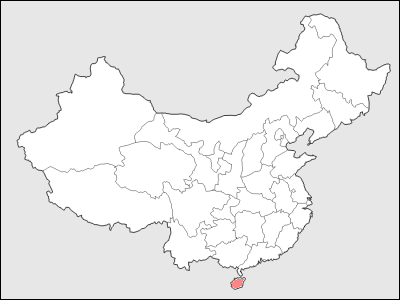 中国における海南省地図