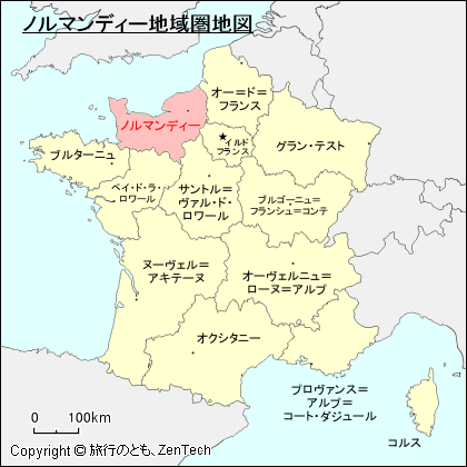 フランスにおけるノルマンディー地図
