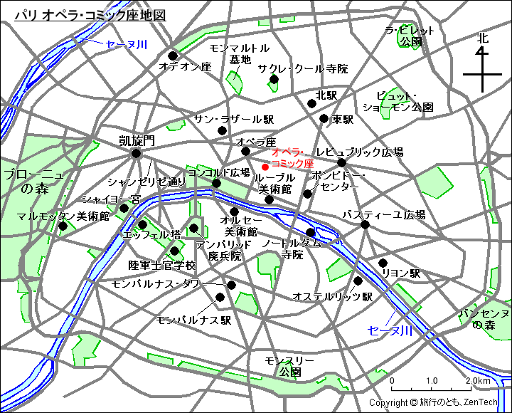 パリ オペラ・コミック座地図