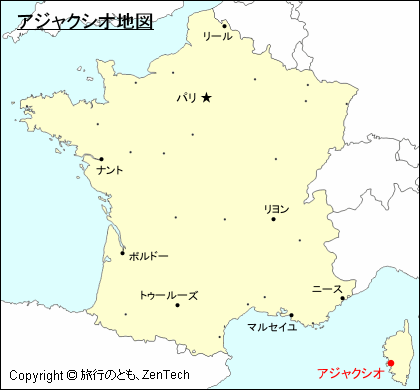 フランスにおけるアジャクシオ地図