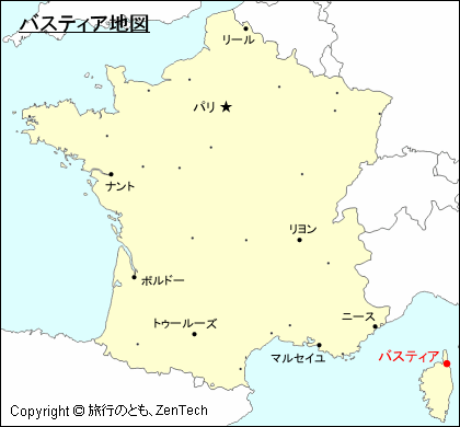 フランスにおけるバスティア地図